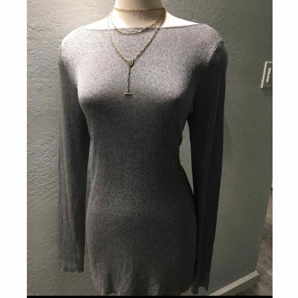 Women’s size XL silver knitted mesh top Anne klein